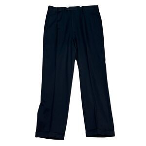 Zanella Pants Mens 34x29 Black Wool Pleated Dress Straight Leg Classic Bob EUC